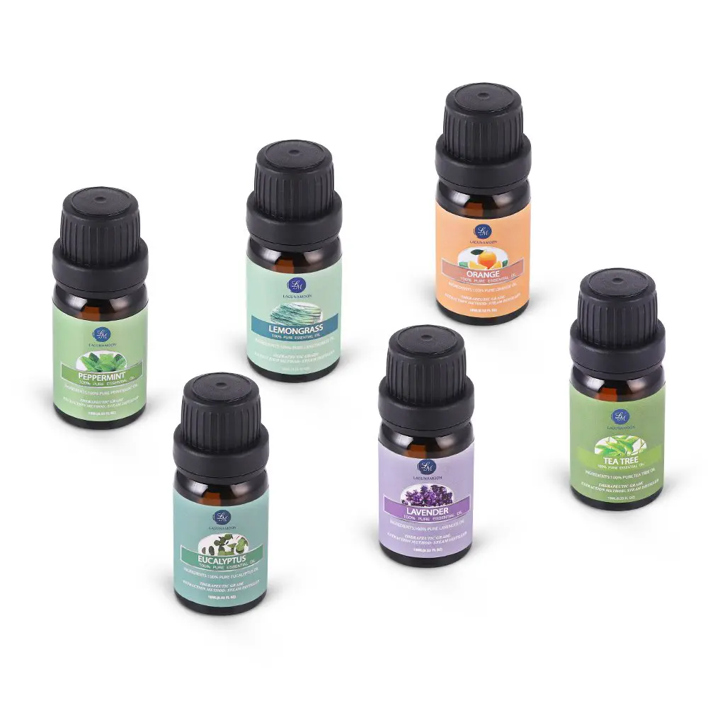 Lagunamoon Essential Oils Gift Set, 6 Pcs Pure Essential Oils for Diffuser,  Humidifier, Massage, Aromatherapy, Skin
